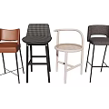 Modern Bar Stools With Different Styles And Materials For Kitchen Or Bar 3d model
