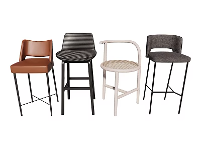 Modern Bar Stools With Different Styles And Materials For Kitchen Or Bar 3d model