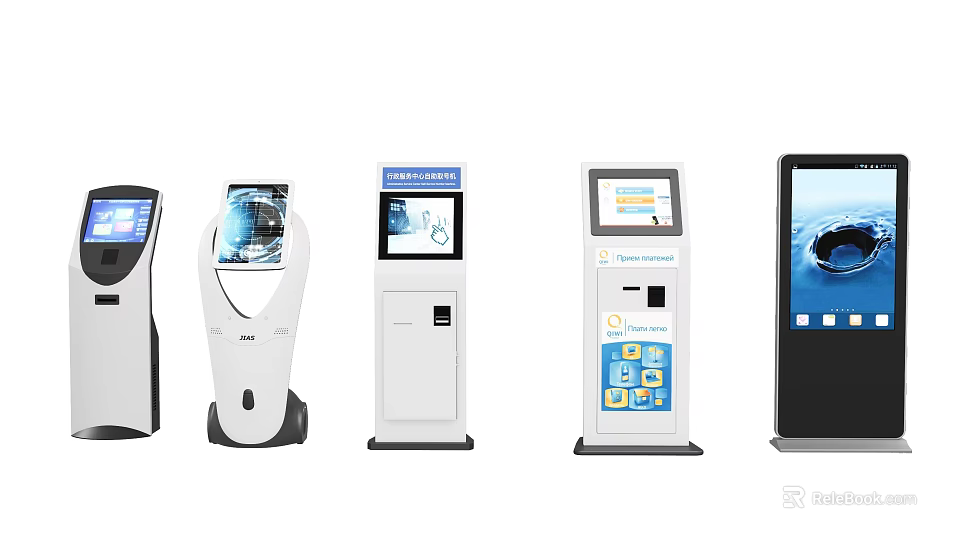 Different All in One Kiosk Models with Touchscreen Display and Service Functions 3d model 