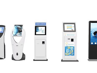 Different All in One Kiosk Models with Touchscreen Display and Service Functions 3d model
