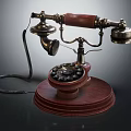 Vintage Telephone With Wooden Base Rotary Dial Metal Components And Coiled Cord