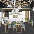 Modern Milk Tea Shop Interior With Wooden Decor Glass Partitions And Seating Area