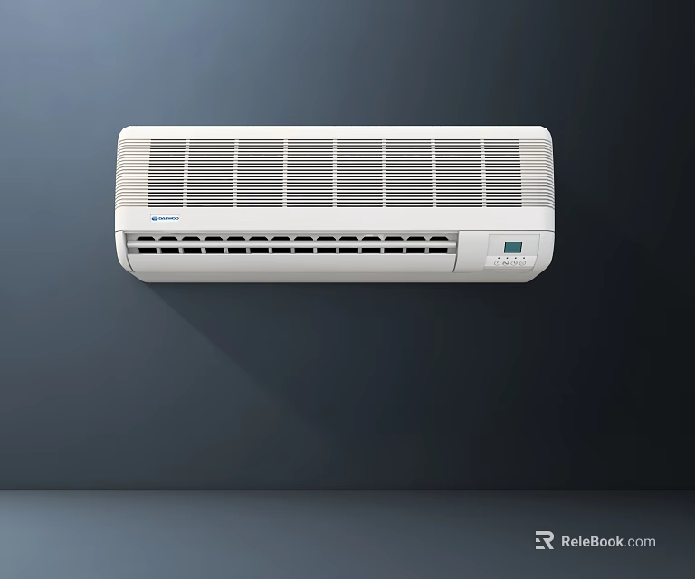 Modern White Wall Mounted Air Conditioner Fan With Grille And Control Panel 3d model 