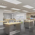 Modern Digital Store Interior With Display Tables And Organized Electronics Shelves