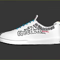 Stylish White Revell Sneakers With Blue Laces And Freestyle Bounce Text Designs