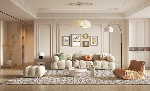 French Living Room Cream Home Living Room Cream Living Room 3d model