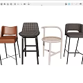 Modern Bar Stools With Different Styles And Materials For Kitchen Or Bar 3d model