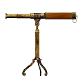 Vintage Commercial Telescopes With Wooden Brass Bodies And Tripod Stands