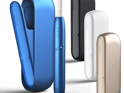 Modern E Cigarettes With Protective Cases In Blue Black White Gold Tones 3d model