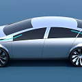 Silver Futuristic Car With Streamlined Body Blue LED Stripes And Large Alloy Wheels