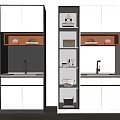 Modern Laundry Room With White Cabinets Washing Machines And Storage Shelves