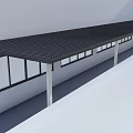 Detached Villa Modern Exterior Featuring Long Black Roof Metal Supports And Windows