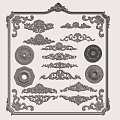 Ornate Classical Carvings Collection with Decorative Patterns and Various Shapes in Vintage Design