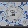 Happy New Year 2018 Festive Background With Snowflake Decorations And Blue Lights