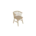 Simple Natural Wooden Single Chair With Rattan Seat And Armrest Design