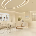 Modern Minimalist Cream Tone Beauty Salon Interior With Comfortable Reception Lounge And Product