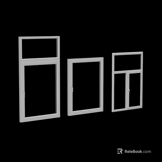 White Frame Casement Windows With Various Design Styles For Home Use 3d model 