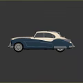 Vintage Blue And White Classic Car With Retro Design And Shiny Exterior Finish