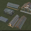 Various Garden Greenhouses in Different Styles Placed on Green Grass