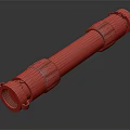 Red Green White Cylindrical Industrial Component With Label And End Connectors 3d model