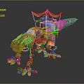 Creative Mechanical Dinosaur Model With Cab Four Claws And Colorful Canopy Design 3d model