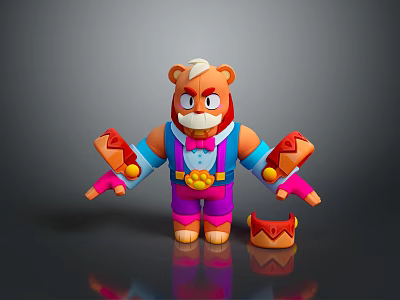 Colorful Cartoon Bear Doll Figure With Bow Tie Holding Items And Small Shoe Accessory 3d model