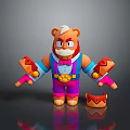 Colorful Cartoon Bear Doll Figure With Bow Tie Holding Items And Small Shoe Accessory