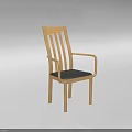 Wooden Single Chair With Black Seat And Armrests Modern Simple Design Home Furniture