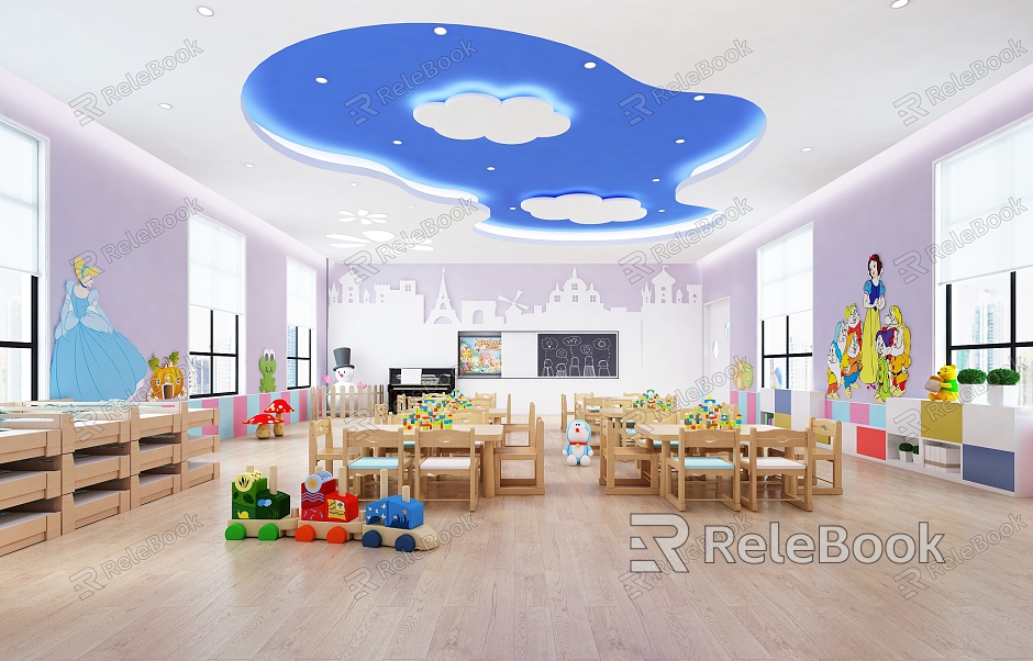 Kindergarten Classroom Toy Decorative Wall Ceiling Lamp Hanging Picture Special-shaped Ceiling Bed Desk Cartoon Wallpaper model