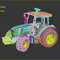 Green Toy Tractor With Yellow Wheels Cab Antenna And Playful Plastic Design