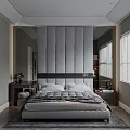 Modern Bedroom Interior Design With Tufted Headboard Double Bed Nightstands And Windows With Blinds