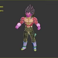 3D Model of Muscular Saiyan Character Vegeta with Red Top Green Pants and Tail