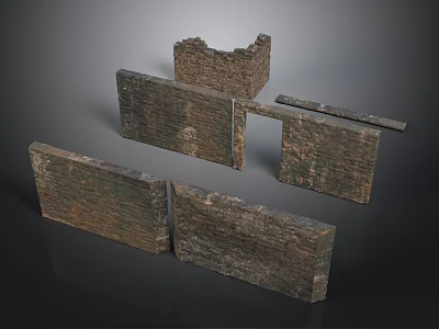 Vintage Old Brick Architectural Structure With Weathered Fragments And Ruined Walls 3d model
