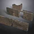 Vintage Old Brick Architectural Structure With Weathered Fragments And Ruined Walls