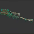 Wooden Garden Furniture Set Including Benches And Planter Box With Green Plants