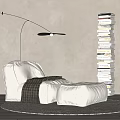 Modern Lazy Sofa Foot Floor Lamp Simple Bookshelf 3d model