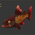 Colorful Fish Shaped Toy With Red Orange Body Yellow Eyes And Spots For Kids Playtime