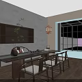 Modern Clubhouse Interior With Cozy Sofa Wooden Bar Counter Hanging Lantern And Green Plant