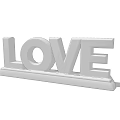 Elegant White 3D LOVE Letters Decorative Ornament Set With Base Stand For Home Decor