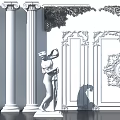 Classical Roman Columns In Elegant Interior With Ornate Carvings And Decorative Wall Statue