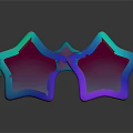 Star Shaped Colorful Jewelry Sunglasses Featuring Gradient Blue Purple Green Hues And Reflective Design 3d model