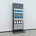 Floor Display Shelf with UIO Logo Storing Electronic Accessories in Layers 3d model