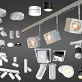 Modern Downlights And Spotlights With Various Designs For Home Interior Lighting 3d model