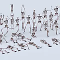 Metal Medical Device Models with Various Shapes and Different Postures Arranged in Rows 3d model