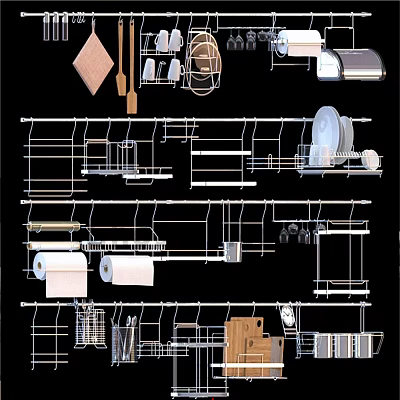 Modern Draining Rack Kitchen Hanger Stainless Steel Rack 3d model