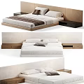 Modern Double Bed Interior Design With Upholstered Headboard And Wooden Bedside Tables