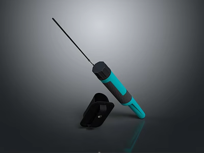 Teal And Black Screwdriver Tool With Handle And Base Stand 3d model