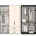 Modern Wardrobe Interior Design With Glass Doors Hanging Rods And Storage Drawers