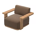 Modern Solid Wood Framed Brown Fabric Upholstered Leisure Chair For Cozy Home Living Space
