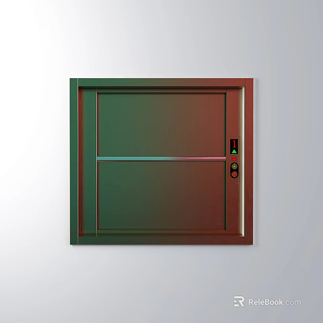 Modern Elevator Door Design With Control Panel And Green Indicator Light 3d model
